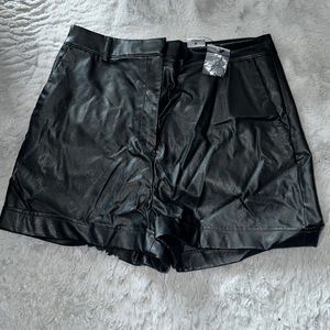 NEW Black leather shorts